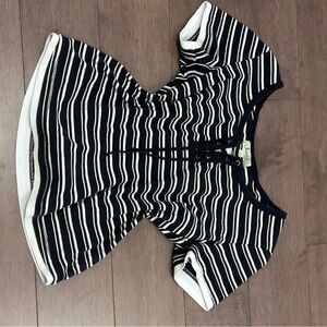 Jessica Black and White Striped Short Sleeve Tee